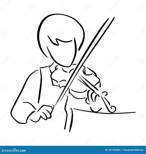 Girl Playing Violin Vector Illustration Sketch Doodle Hand Drawn Stock Vector Illustration Of