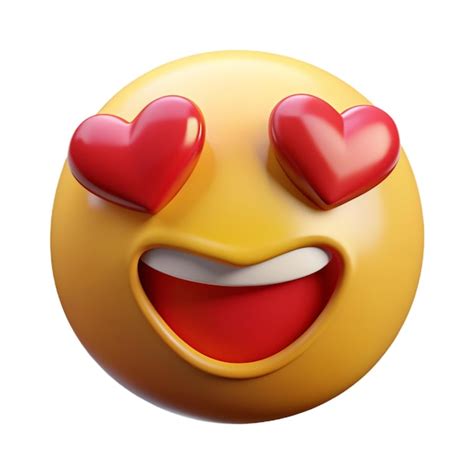 Emoji Amarillo Cara Sonrisa Con Corazones Rojos En Lugar De Ojos Y