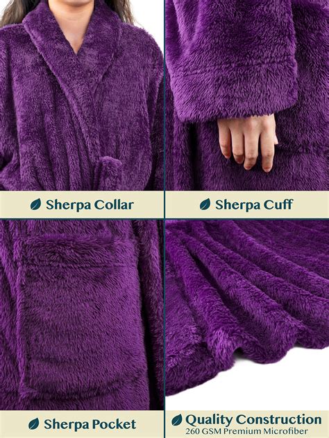 Pavilia Premium Womens Full Length Plush Soft Robe Warm Fleece Sherpa