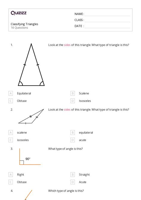 50 Classifying Triangles Worksheets For 5th Class On Quizizz Free