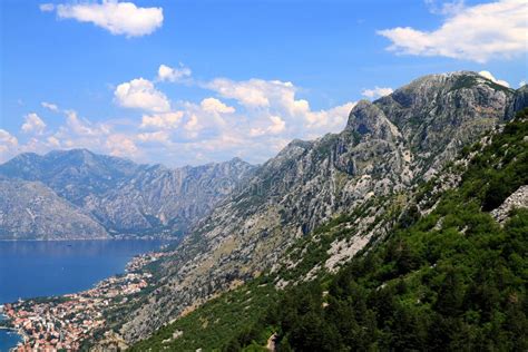 Beautiful Kotor Bay And Old City Kotor Surrounded By High Mountains In