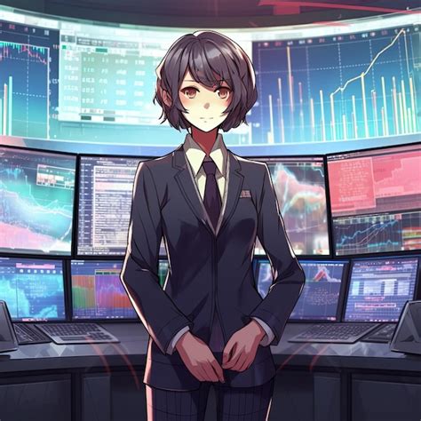 Premium Photo | Aigenerated illustration front view female trader doing ...