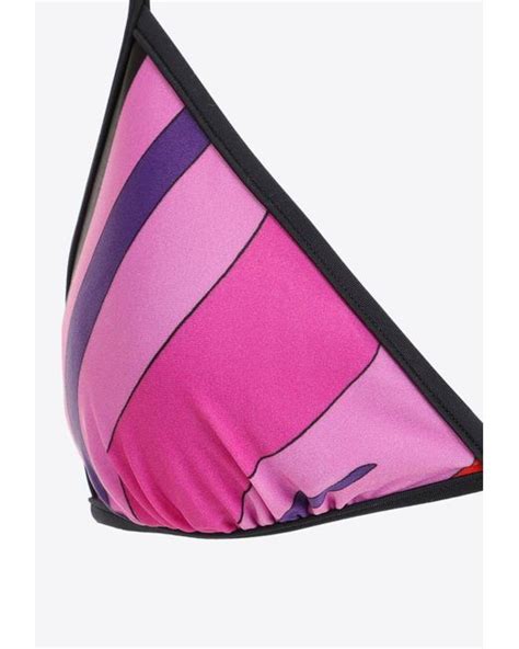 Emilio Pucci Printed Bikini Top In Pink Lyst