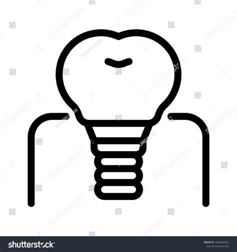 Tooth Implant Icon Line Vector Isolate Stock Vector Royalty Free