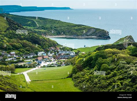 View from the South West Coast Path overlooking Lulworth Cove, Lulworth ...