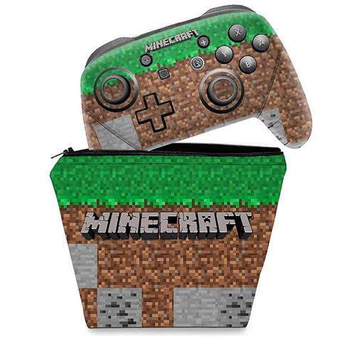 Kit Capa Case E Skin Nintendo Switch Pro Controle Minecraft Pop