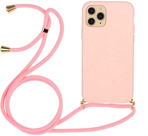 Iphone Pro Max Crossbody Tpu Hoesje Met Koord Roze Iphone Pro