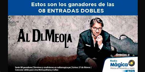 Conoce A Los Ganadores Del Concurso Al Di Meola Tour Radio M Gica