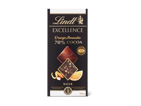 Achat Lindt Excellence Tablette De Chocolat Noir Orange Amandes 70