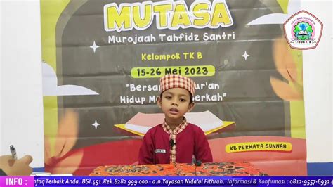 Mutasa Murojaah Tahfidz Santri Kelompok Tk B Bersama Al Qur An Hidup