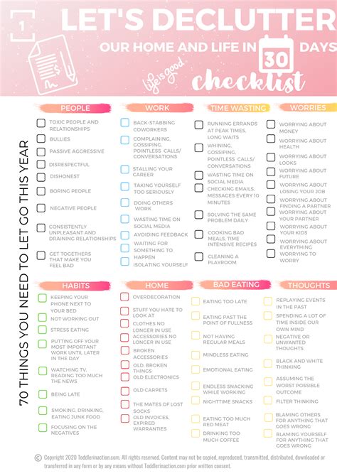 Declutter Checklist Printable Printable Calendars At A Glance