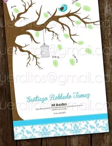 Árbol De Huellas Bautizo Niño Imprimible Kit Economico en venta en