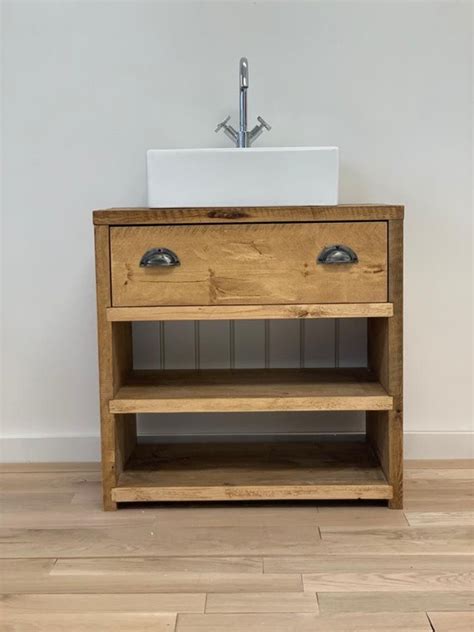 Rustic Chunky Wood Bathroom Vanity Unit Atelier Yuwa Ciao Jp