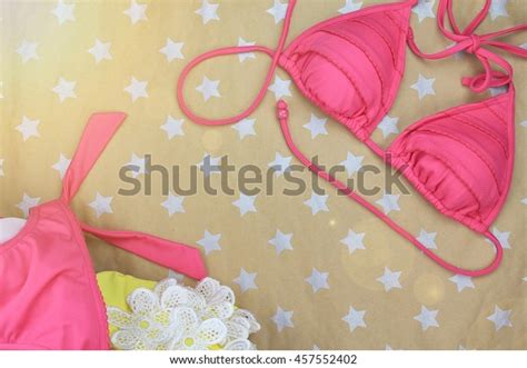 Hot Pink Triangle Bikini Top On Stock Photo 457552402 Shutterstock