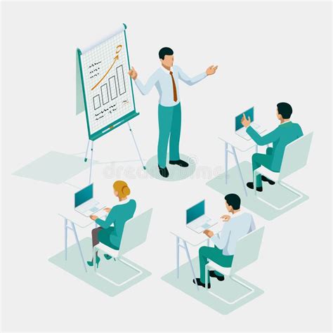 Isometric Business Training Or Courses Business Meeting Teamwork