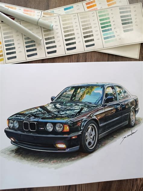 马克笔汽车手绘 Bmw M5 Xyikai吉 站酷zcool