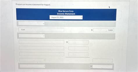 Prepare An Income Statement For August Chegg