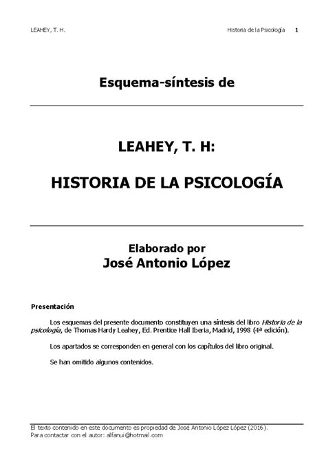 Lectura Obligatoria Esquema de la Historia de la Psicolog Ãa Esquema