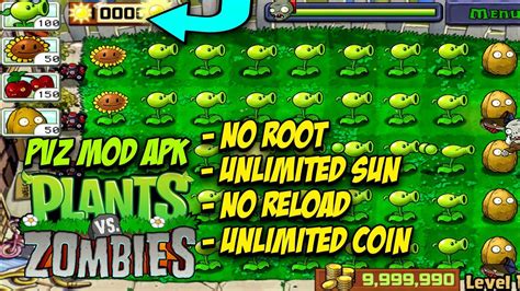 Plants Vs Zombies Mod Hack Apk Unlimited Sun No Reload Pvz Mod Apk Android Unlimited Coin