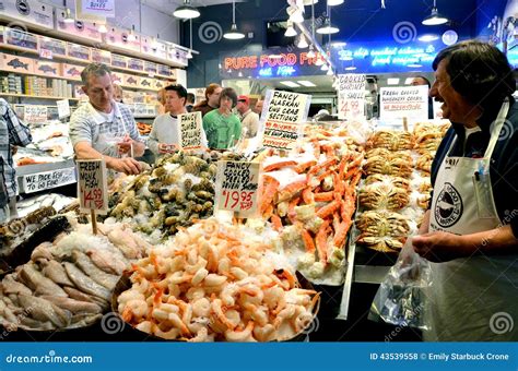 Seafood in Pike Place Market, Seattle Editorial Stock Photo - Image of ...