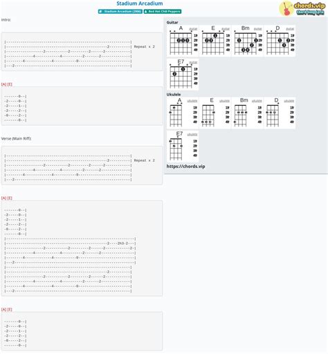 Chord: Stadium Arcadium - tab, song lyric, sheet, guitar, ukulele ...