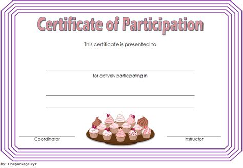 Cupcake Wars Certificate Of Participation Free Cupcake With