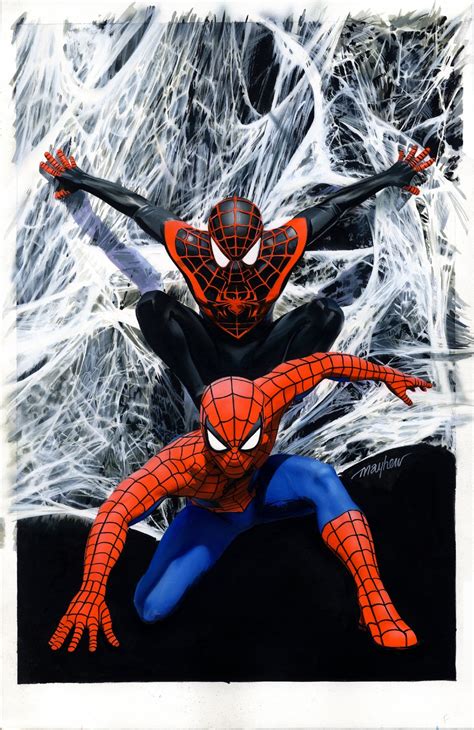 Spectacular Spider Men Mike Mayhew Variant Cover Painting In Mike