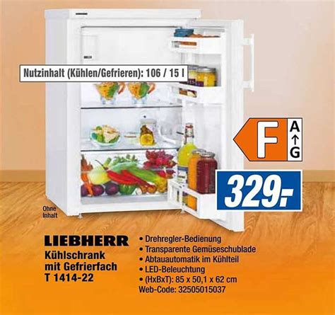 Liebherr Kühlschrank Mit Gefrierfach T1414-22 Angebot bei Expert ...
