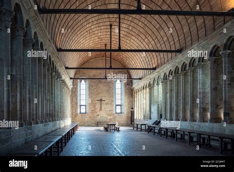 Architecture of the interior of the abbey of Mont Saint Michel in ...