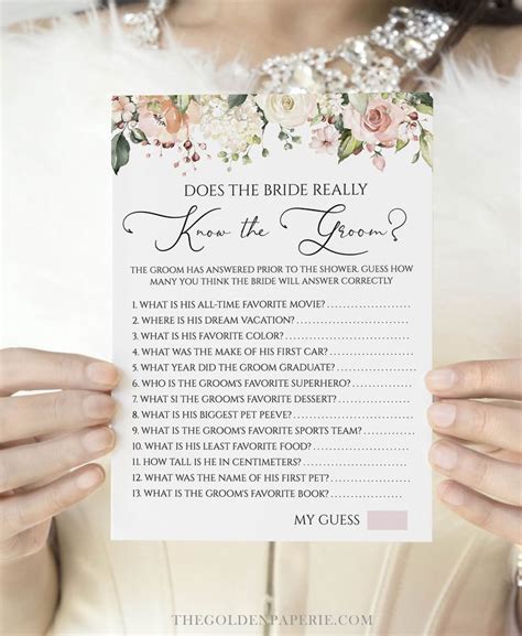 Does The Bride Really Know The Groom Bridal Shower Games Editable