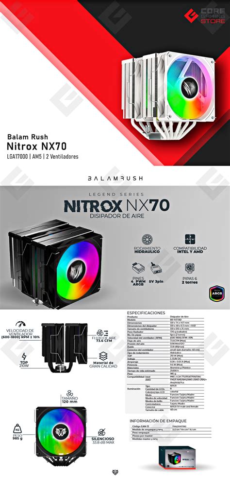 Disipador Para Cpu Balam Rush Nitrox Nx Blanco Mm