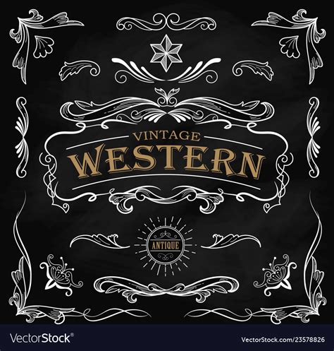 Western Hand Drawn Elements Frame Label Royalty Free Vector