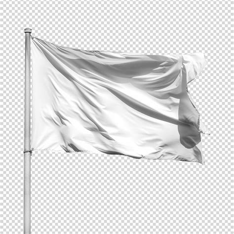 Bandeira Branca Em Branco A Agitar Se Isolada Sobre Um Fundo