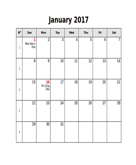 FREE 6+ Sample Blank Printable Calendar Templates in MS Word | PDF