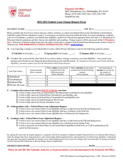 Fillable Online 2022-2023 Student Loan Change Request Form Fax Email Print - pdfFiller