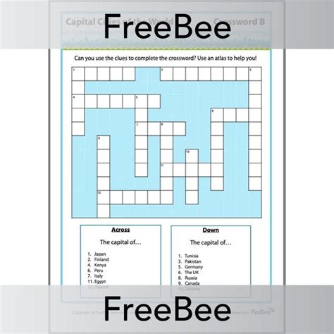 Free Capital City Crossword Puzzle Printables By Planbee