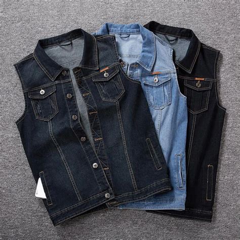 Big Size Ripped Cowboy Waistcoat Male Sleeveless Jean Jacket Denim Vest