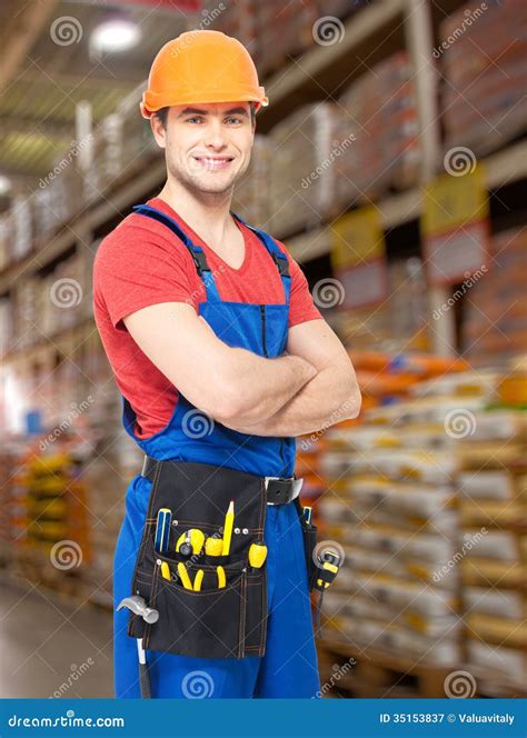 Portrait Of The Professional Handyman At Store Stock Image Image Of