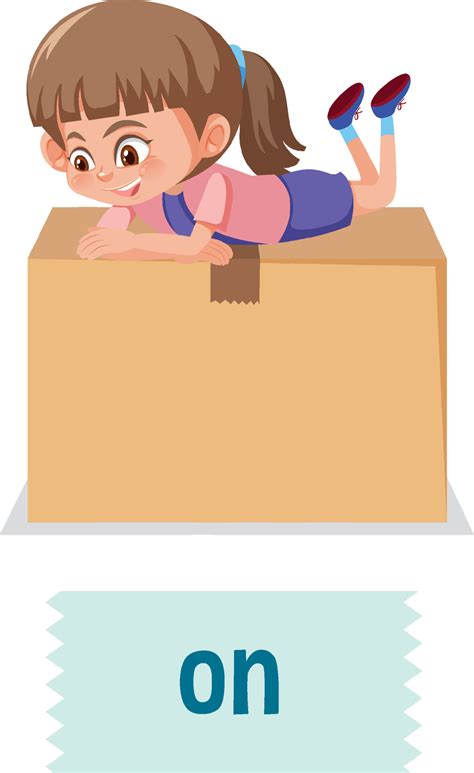 Preposition of place with cartoon girl and a box 6198956 Vector Art at ...