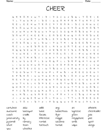 Cheer Word Search Wordmint