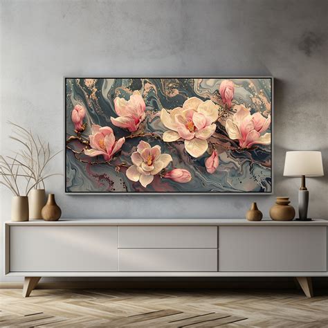 Samsung Frame TV Art Hisense CanvasTV Magnolia Wildblumen Frühlings