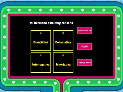 Tipos De Oraciones Gameshow Quiz