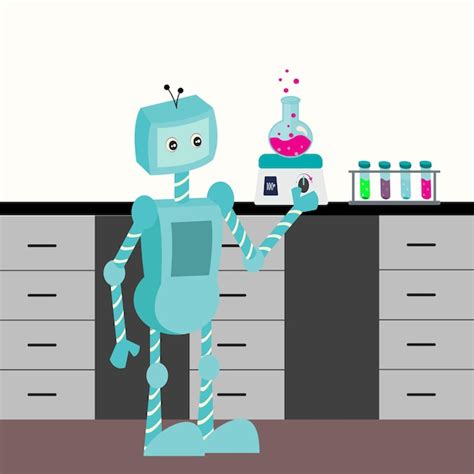 Premium Vector Laboratory Robot Cartoon Vector Illustration