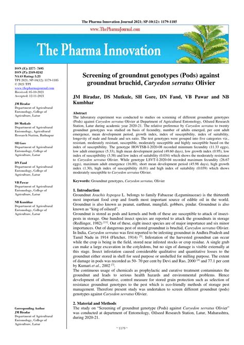 Pdf Screening Of Groundnut Genotypes Pods Against Groundnut Bruchid Caryedon Serratus Olivier