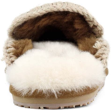 Mou Slipper Full Eskimo Stitch Pantoffels Sloffen Dames Cognac