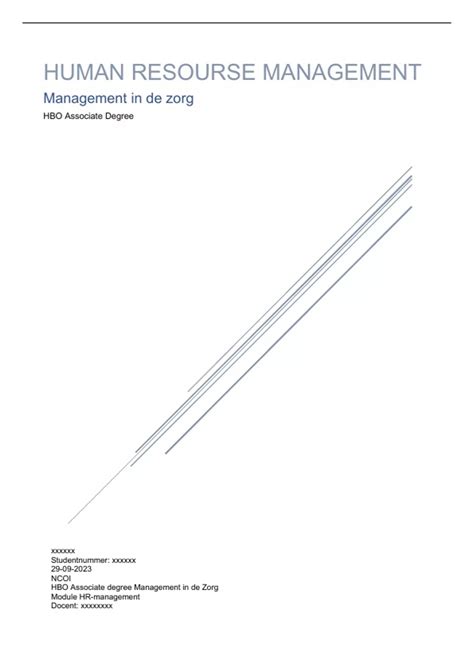 Moduleopdracht Hrm Management In De Zorg Cijfer Hrm Stuvia Nl