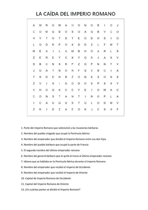 La caída del Imperio Romano worksheet Enseñanza de la historia