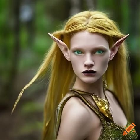 Artwork Of A Forest Elf With Blond Hair And Gold Eyes On Craiyon