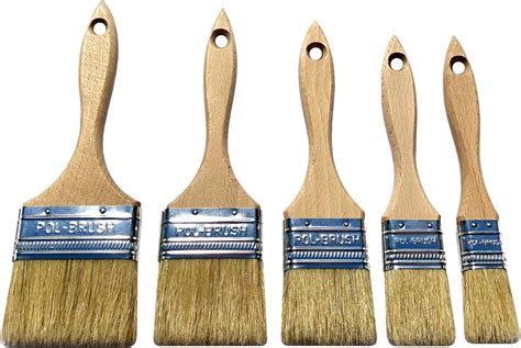 Set Of European Professional Paint Brushes Natural Bristle Wood