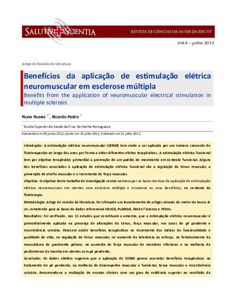 Pdf Benefícios Da Aplicação De Estimulação Elétrica Neuromuscular Em